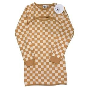 Princess Polly Dana Cut Out Knit Checkered Sweater Mini Dress, Size XS/S